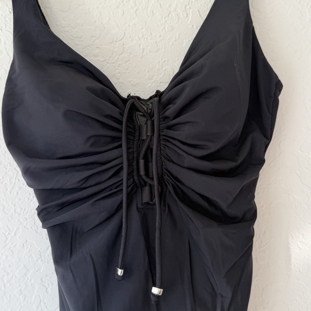 Miraclesuit Women's One Piece Swimsuit‎ Size 8 Black Lace Up Resort Beach Chic